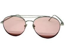 Classic Vintage Retro Style SUNGLASSES Silver Metal Frame - Pink Lens 7209