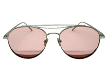 Classic Vintage Retro Style SUNGLASSES Silver Metal Frame - Pink Lens 7209