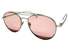 Classic Vintage Retro Style SUNGLASSES Silver Metal Frame - Pink Lens 7209