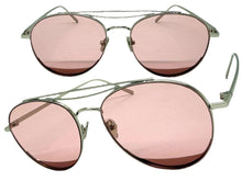 Classic Vintage Retro Style SUNGLASSES Silver Metal Frame - Pink Lens 7209