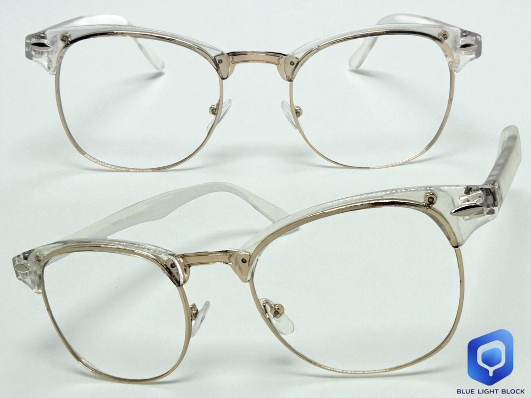 Classic Elegant Vintage Retro Style Clear Lens EYEGLASSES Transparent & Gold Frame 80342