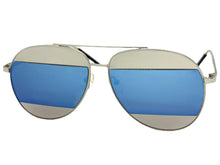 Classic Vintage Retro Style SUNGLASSES Silver Metal Frame - Blue Lens AB227