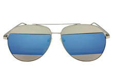 Classic Vintage Retro Style SUNGLASSES Silver Metal Frame - Blue Lens AB227