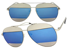Classic Vintage Retro Style SUNGLASSES Silver Metal Frame - Blue Lens AB227