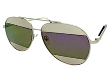 Classic Vintage Retro Style SUNGLASSES Silver Metal Frame - Purple Lens AB227