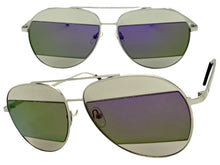 Classic Vintage Retro Style SUNGLASSES Silver Metal Frame - Purple Lens AB227