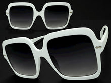 Oversized Exaggerated Vintage Retro Style SUNGLASSES Large Square White Frame 59005