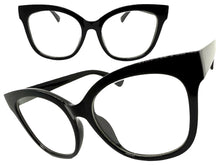 Oversized Exaggerated Vintage Retro Cat Eye Style Clear Lens EYEGLASSES Large Black Frame P6041