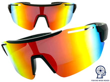 Oversized Sporty Wrap Around Cycling Fishing Biker SUNGLASSES Large Black Frame - Gold Lens 5204