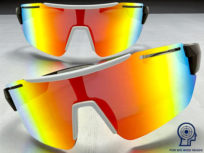 Oversized Sporty Wrap Around Cycling Fishing Biker SUNGLASSES Large Black Frame - Gold Lens 5204