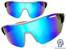 Oversized Sporty Wrap Around Cycling Fishing Biker SUNGLASSES Large Black Frame - Blue Lens 5204