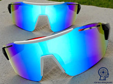 Oversized Sporty Wrap Around Cycling Fishing Biker SUNGLASSES Large Black Frame - Blue Lens 5204