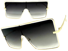 Oversized Futuristic Modern Retro Shield Style SUNGLASSES Large Gold Frame 96177