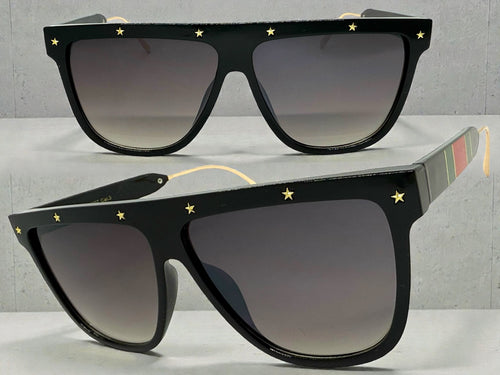 Oversized Classic Vintage Retro Style SUNGLASSES Large Black & Gold Frame 30397
