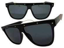 Oversized Classic Vintage Retro Style SUNGLASSES Large Black & Gold Frame 30397