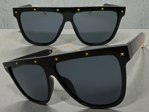 Oversized Classic Vintage Retro Style SUNGLASSES Large Black & Gold Frame 30397