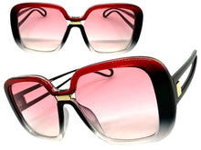 Oversized Exaggerated Vintage Retro Style SUNGLASSES Large Square Black & Red Frame 80960