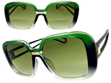 Oversized Exaggerated Vintage Retro Style SUNGLASSES Large Square Black & Green Frame 80960