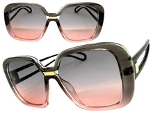 Oversized Exaggerated Vintage Retro Style SUNGLASSES Large Square Gray & Pink Frame 80960