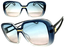 Oversized Exaggerated Vintage Retro Style SUNGLASSES Large Square Black & Blue Frame 80960