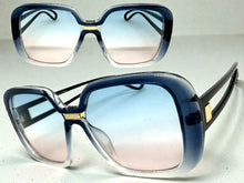 Oversized Exaggerated Vintage Retro Style SUNGLASSES Large Square Black & Blue Frame 80960