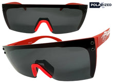 Classic Hardcore Biker Gangster Wrap Shield Style POLARIZED SUNGLASSES Red Frame - Dark Lens X0018