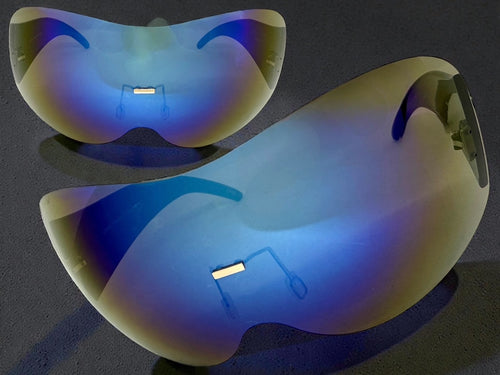 Oversized Exaggerated Modern Retro Shield Style SUNGLASSES X-Large Frame - Blue Lens 4679