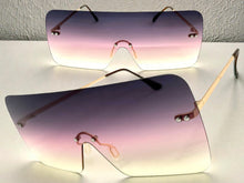 Oversized Exaggerated Modern Retro Shield Style SUNGLASSES Large Flat Purple & Pink Lens E0559