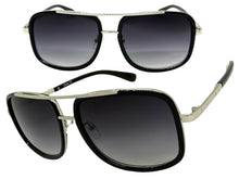 Classic Modern Retro Luxury Designer Style SUNGLASSES Square Black & Silver Frame 3077