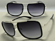 Classic Modern Retro Luxury Designer Style SUNGLASSES Square Black & Silver Frame 3077