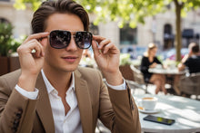 Classic Modern Retro Luxury Designer Style SUNGLASSES Square Black & Silver Frame 3077