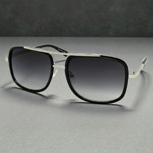 Classic Modern Retro Luxury Designer Style SUNGLASSES Square Black & Silver Frame 3077