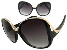 Oversized Exaggerated Vintage Retro Style SUNGLASSES Large Square Black & Rose Gold Frame 30340