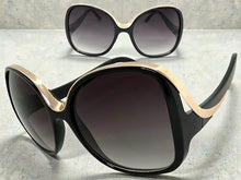 Oversized Exaggerated Vintage Retro Style SUNGLASSES Large Square Black & Rose Gold Frame 30340