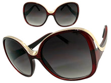 Oversized Exaggerated Vintage Retro Style SUNGLASSES Large Square Red & Rose Gold Frame 30340