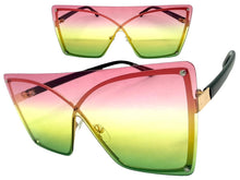 Oversized Trendy Bold Modern Retro Shield Style SUNGLASSES Large Flat Multicolor Lens E0443