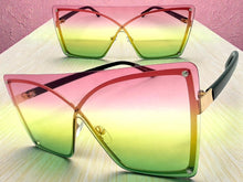 Oversized Trendy Bold Modern Retro Shield Style SUNGLASSES Large Flat Multicolor Lens E0443