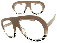 Oversized Classic Vintage Retro Style Clear Lens EYEGLASSES Large Round Khaki Frame TR90