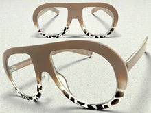 Oversized Classic Vintage Retro Style Clear Lens EYEGLASSES Large Round Khaki Frame TR90