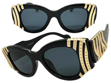 Exaggerated Classic Vintage Retro Cat Eye Style SUNGLASSES Thick Black Frame - Dark Lens 9717