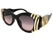Exaggerated Classic Vintage Retro Cat Eye Style SUNGLASSES Thick Black & Gold Frame 9717