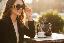 Exaggerated Classic Vintage Retro Cat Eye Style SUNGLASSES Thick Black & Gold Frame 9717