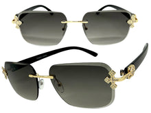 Classy Elegant Luxury Modern Hip Hop Style SUNGLASSES Rimless Gold Frame 7542