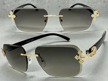 Classy Elegant Luxury Modern Hip Hop Style SUNGLASSES Rimless Gold Frame 7542