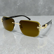 Classy Elegant Luxury Modern Hip Hop Style SUNGLASSES Rimless Gold Frame 7542