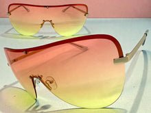 Oversized Exaggerated Modern Retro Shield Style SUNGLASSES X-Large Gold Frame - Orange & Yellow Lens 4603