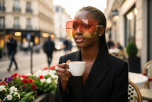 Oversized Exaggerated Modern Retro Shield Style SUNGLASSES X-Large Gold Frame - Orange & Yellow Lens 4603