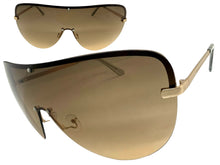 Oversized Exaggerated Modern Retro Shield Style SUNGLASSES X-Large Gold Frame - Smoke Lens 4603