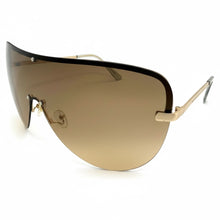Oversized Exaggerated Modern Retro Shield Style SUNGLASSES X-Large Gold Frame - Smoke Lens 4603