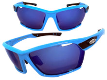 Classic Sporty Wrap Around Style SUNGLASSES Large Blue Frame - Blue Lens 2745